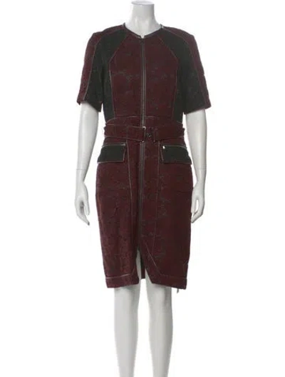 Pre-owned J Mendel Crew Neck Knee-length Dress In Red