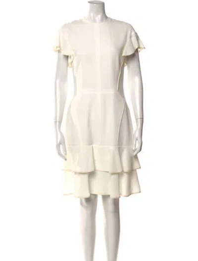 Pre-owned J Mendel Crew Neck Knee-length Dress In White
