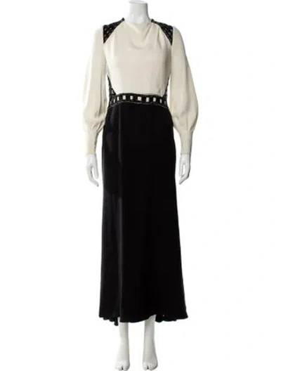 Pre-owned J Mendel Crew Neck Long Dress In Black