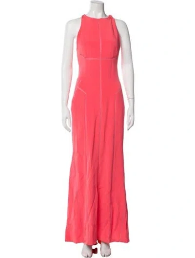 Pre-owned J Mendel Crew Neck Long Dress In Pink
