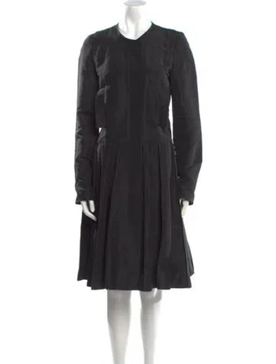 Pre-owned J Mendel Crew Neck Midi Length Dress In Black