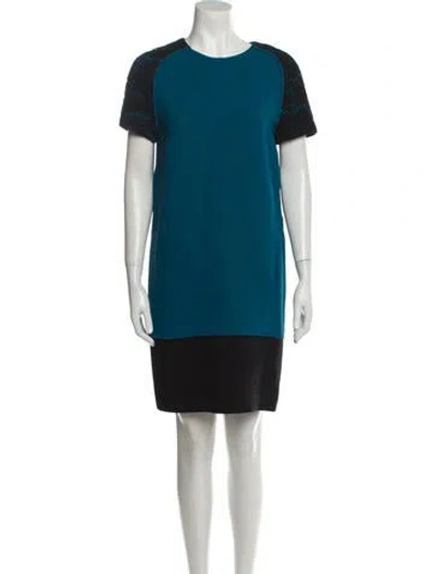 Pre-owned J Mendel Crew Neck Mini Dress In Blue