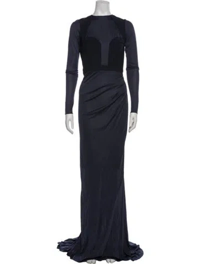 Pre-owned J Mendel Crew Neck Mini Dress In Blue