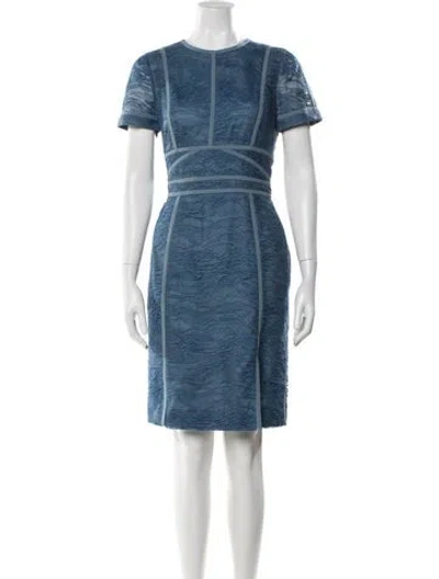 Pre-owned J Mendel Crew Neck Mini Dress In Blue