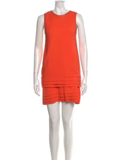 Pre-owned J Mendel Crew Neck Mini Dress In Orange