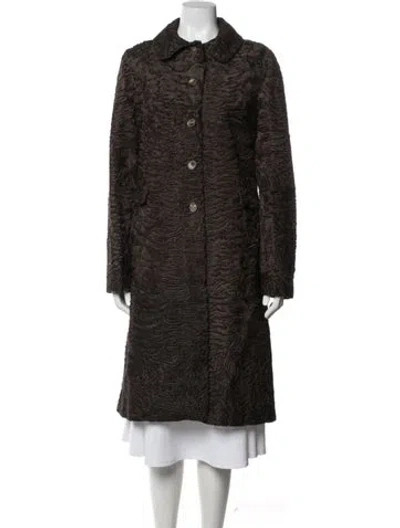 Pre-owned J Mendel Faux Fur Coat In Brown