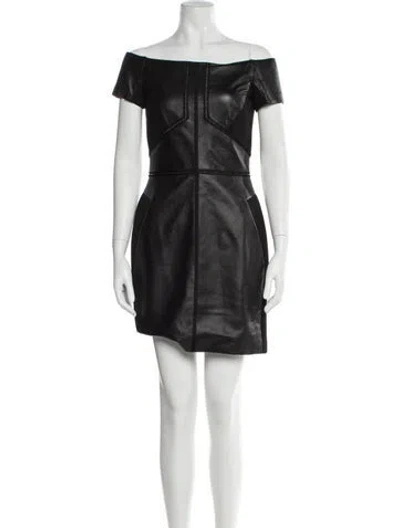 Pre-owned J Mendel Faux Leather Mini Dress In Black