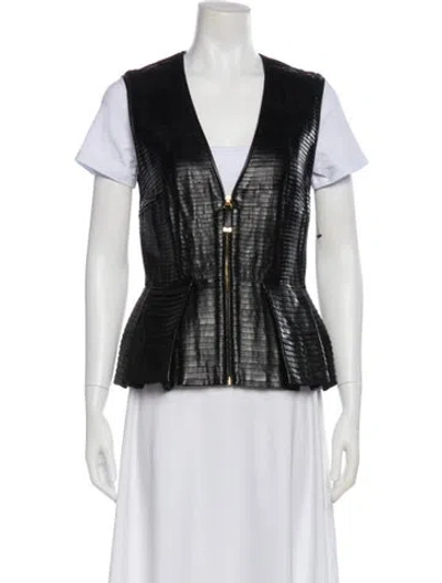 Pre-owned J Mendel Faux Leather Vest In Black