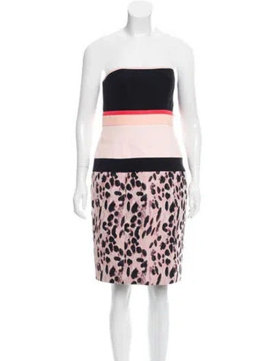 Pre-owned J Mendel Feline Jacquard Strapless Dress W/ Tags In Pink