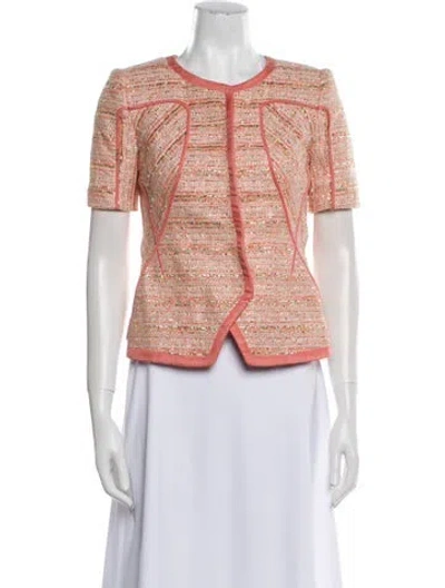 Pre-owned J Mendel Floral Print Evening Jacket In Pink