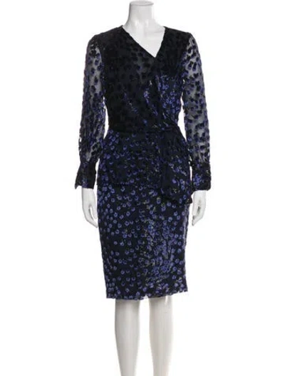 Pre-owned J Mendel Floral Print Glitter Accents Skirt Set In Blue