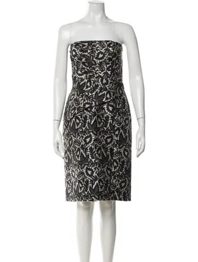 Pre-owned J Mendel Floral Print Knee-length Dress In Black