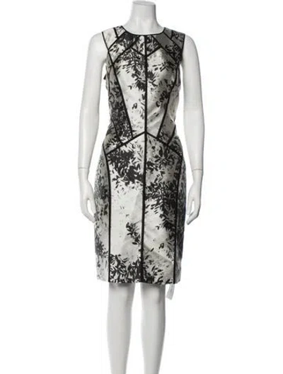 Pre-owned J Mendel Floral Print Knee-length Dress In Grey