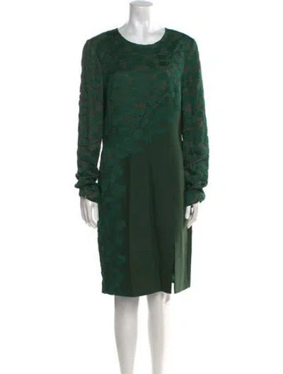 Pre-owned J Mendel Floral Print Knee-length Dress W/ Tags In Green