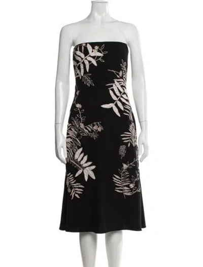 Pre-owned J Mendel Floral Print Midi Length Dress In Black