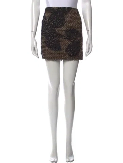 Pre-owned J Mendel Floral Print Mini Skirt In Black
