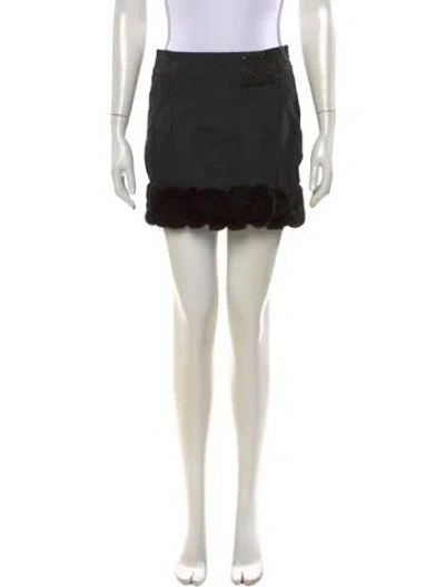 Pre-owned J Mendel Floral Print Mini Skirt In Black/white