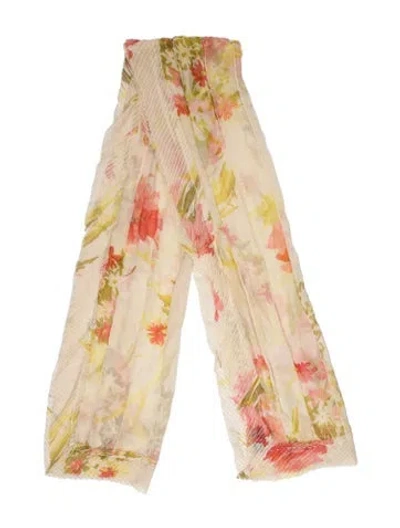 Pre-owned J Mendel Floral Print Scarf In Neutral