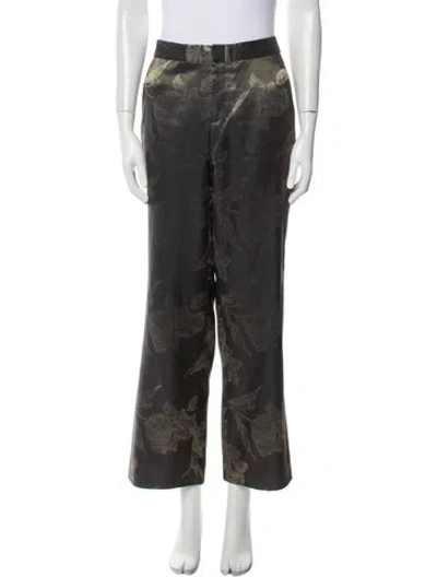 Pre-owned J Mendel Floral Print Wide Leg Pants In Green