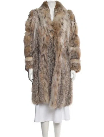 Pre-owned J Mendel Fox Patterned Faux Fur Coat In Neutral