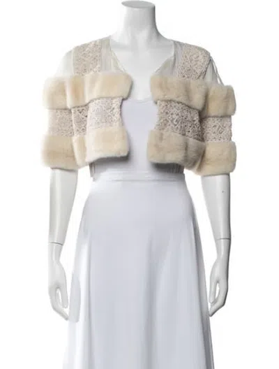 Pre-owned J Mendel Fur Patterned Faux Fur Jacket In Neutrals