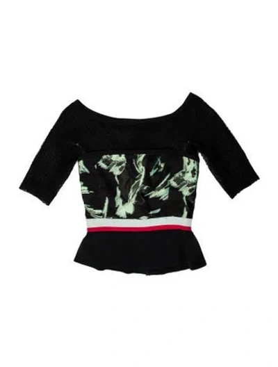 Pre-owned J Mendel Graphic Print Scoop Neck Bodysuit In Black