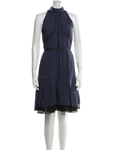 Pre-owned J Mendel Halterneck Knee-length Dress In Blue