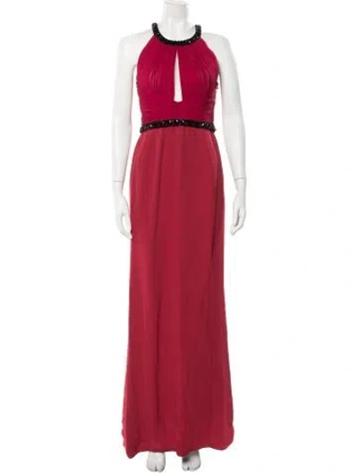 Pre-owned J Mendel Halterneck Long Dress In Pink