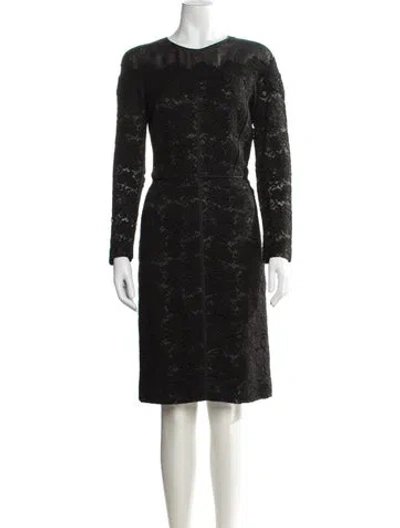 Pre-owned J Mendel Lace Knee-length Dress In Black
