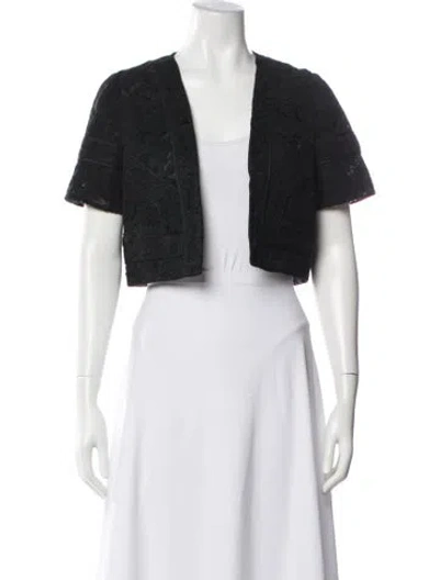 Pre-owned J Mendel Lace Lace Pattern Bolero In Black