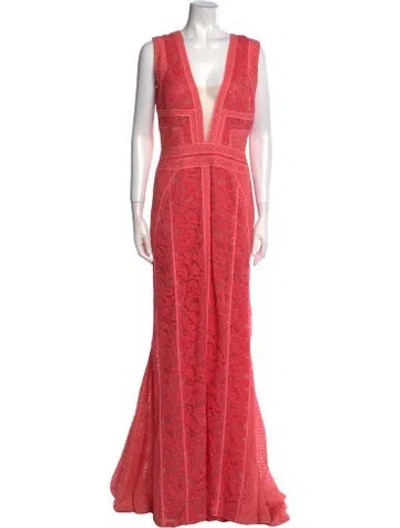 Pre-owned J Mendel Lace Long Dress In Pink