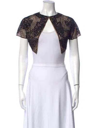 Pre-owned J Mendel Lace Pattern Crew Neck Top In Green