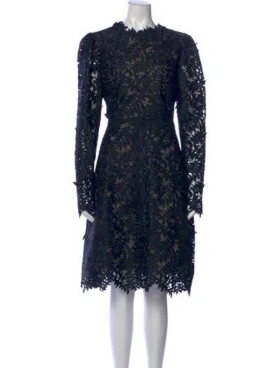 Pre-owned J Mendel Lace Pattern Knee-length Dress In Blue