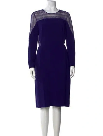 Pre-owned J Mendel Lace Pattern Knee-length Dress In Blue/purple