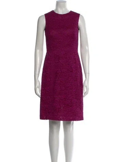 Pre-owned J Mendel Lace Pattern Knee-length Dress In Purple
