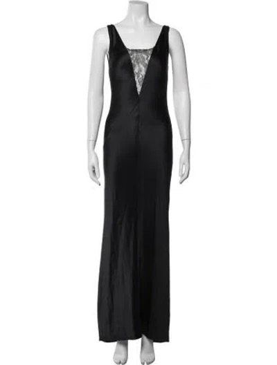 Pre-owned J Mendel Lace Pattern Long Dress In Black