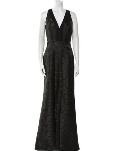 Pre-owned J Mendel Lace Pattern Long Dress In Green