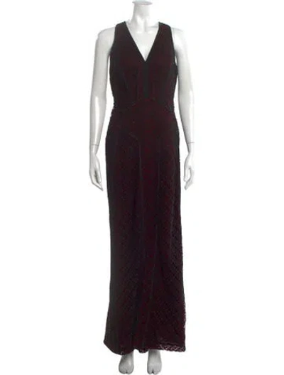 Pre-owned J Mendel Lace Pattern Long Dress In Multi