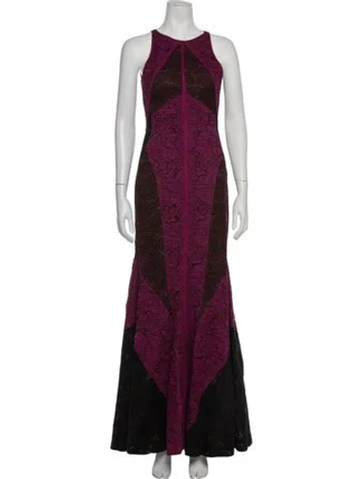 Pre-owned J Mendel Lace Pattern Long Dress In Purple