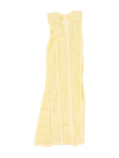 Pre-owned J Mendel Lace Pattern Long Dress In Yellow
