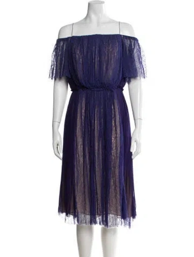 Pre-owned J Mendel Lace Pattern Midi Length Dress In Purple