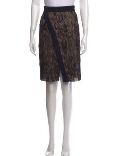 Pre-owned J Mendel Lace Pattern Midi Length Skirt In Brown