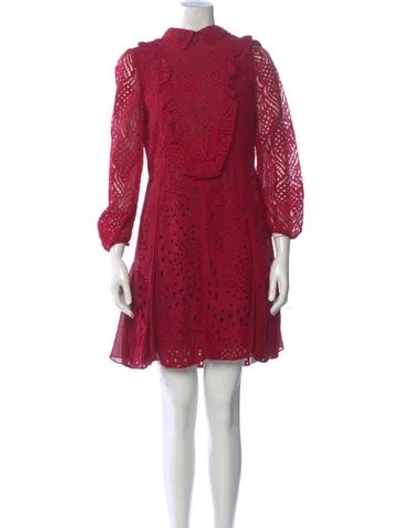 Pre-owned J Mendel Lace Pattern Mini Dress In Red