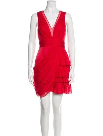 Pre-owned J Mendel Lace Pattern Mini Dress In Red