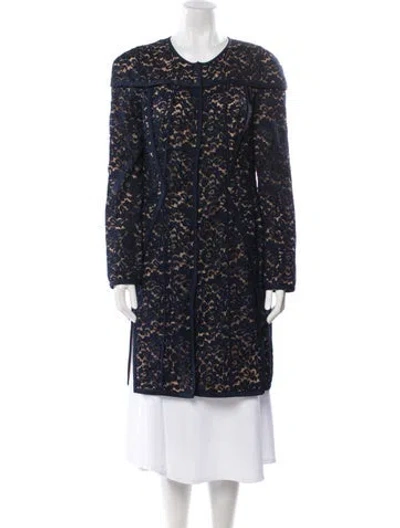 Pre-owned J Mendel Lace Printed Coat In Blue