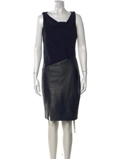 Pre-owned J Mendel Lamb Leather Knee-length Dress In Black