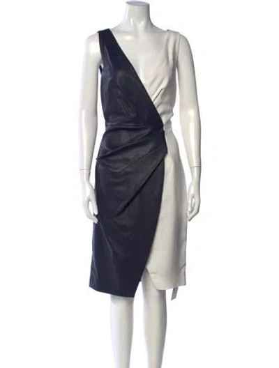 Pre-owned J Mendel Lamb Leather Knee-length Dress In Blue