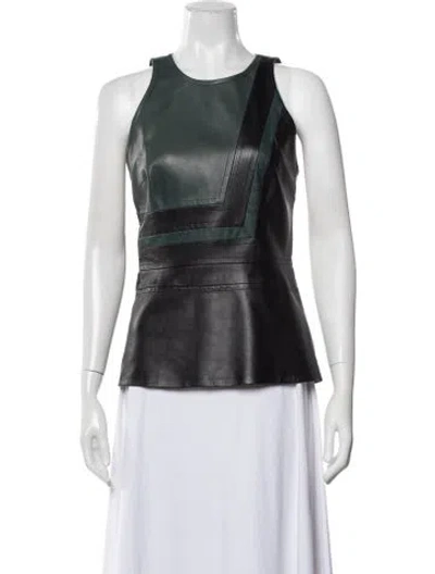 Pre-owned J Mendel Lambskin Crew Neck Top In Green