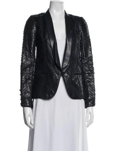 Pre-owned J Mendel Leather Blazer In Blue