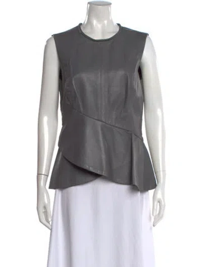 Pre-owned J Mendel Leather Crew Neck Top In Gray